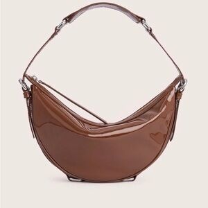 By Far Gib shoulder bag — brown patent leather